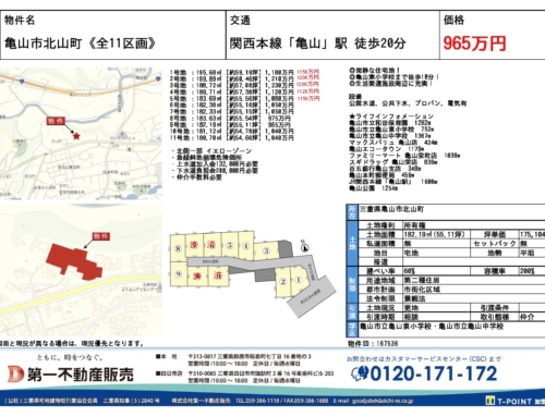 亀山市北山町宅地分譲中